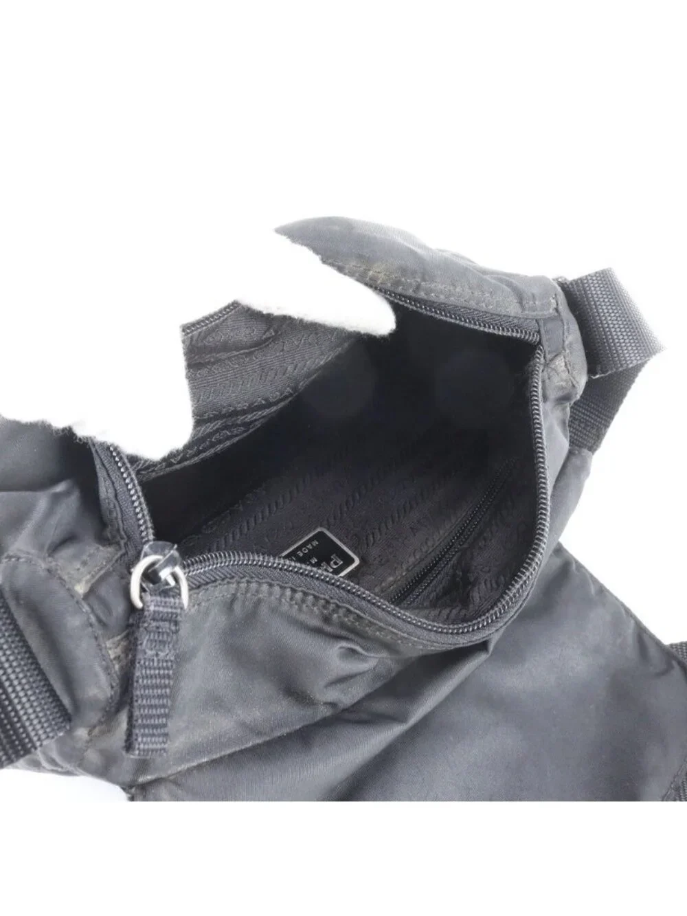 Prada Tessuto Nylon Triangle Logo Leather Shoulder Bag Crossbody Messenger